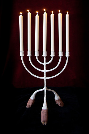 candelabra with lit candles-1
