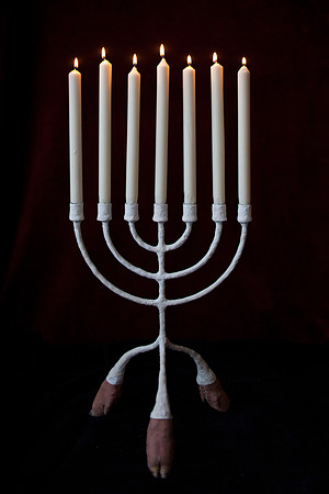 candelabra with lit candles-2