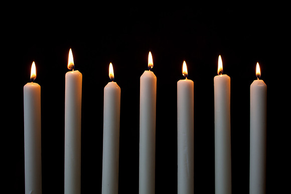 candelabra with lit candles-9