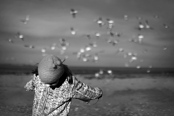 Girl and birds